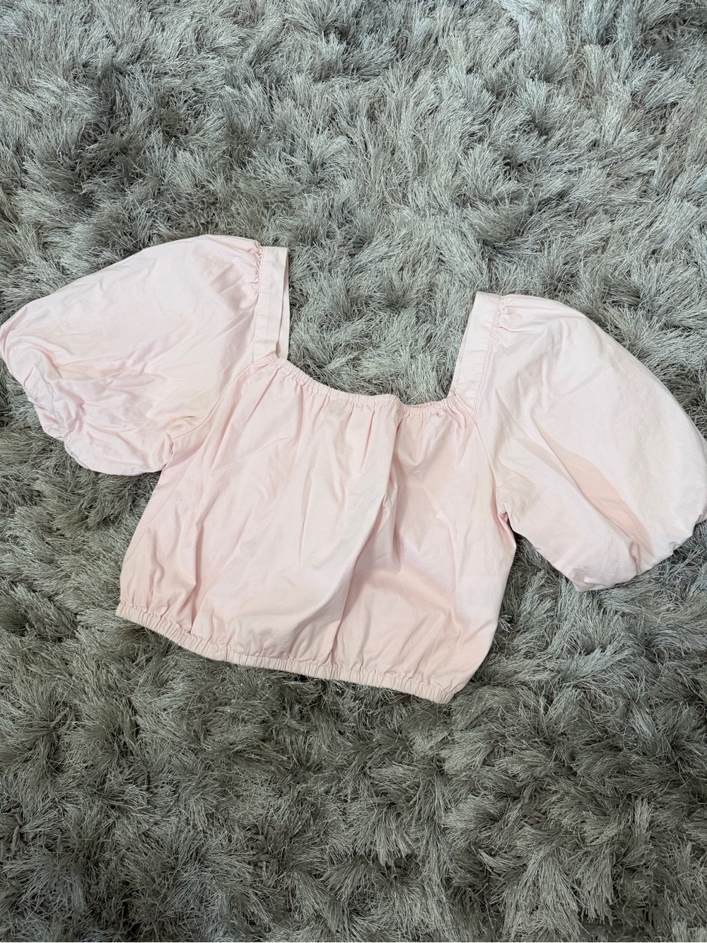 Copper Key Blush Puff Sleeve Cropped Top